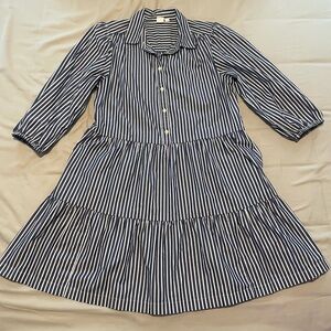 GAP Shirt Dress Navy & White Striped Tiers Size M Like New